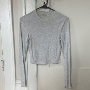 A&F  Gray Long-Sleeve Crewneck Top - Women's Shirt